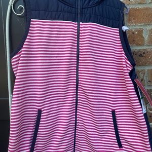Tommy Hilfiger pink & white striped vest  NWT LARGE